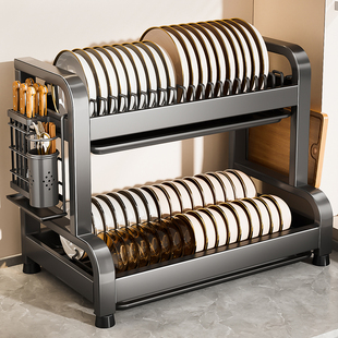 碗碟收纳架厨房置物架沥水碗架家用台面多功能放碗盘放置架筷收纳