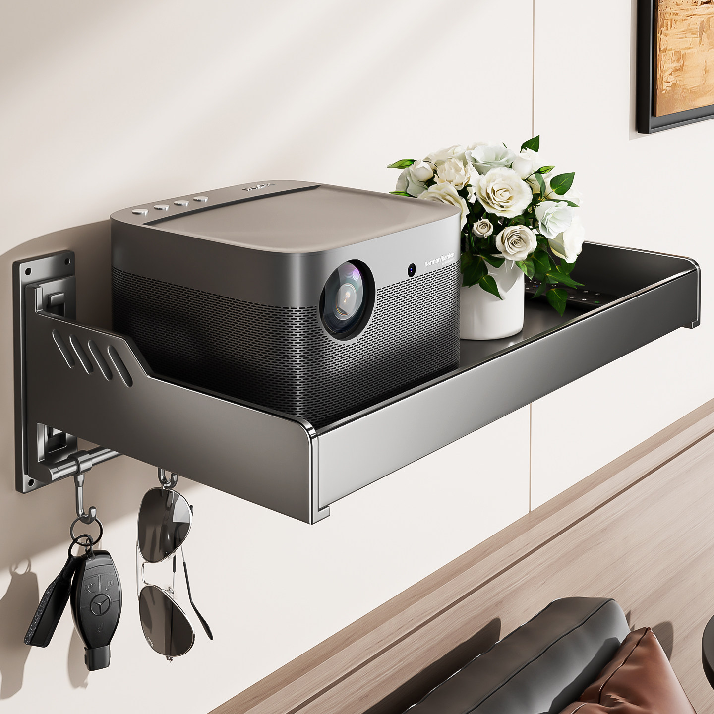 投影仪支架壁挂置物架墙上免打孔机顶盒托架固定路由器收纳放置架,收纳整理,整理架/置物架/收纳架,淘宝优惠券,粉丝福利购,淘宝优惠卷