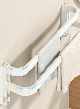毛巾架卫生间置物架浴室免打孔壁挂折叠毛巾挂杆厕所墙上收纳架子