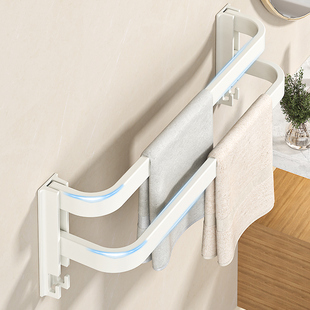 毛巾架卫生间置物架浴室免打孔壁挂折叠毛巾挂杆厕所墙上收纳架子