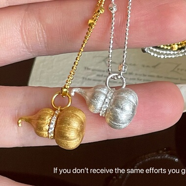 S925纯银古法拉丝福禄葫芦吊坠项链女轻奢小众百搭高级感时尚