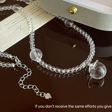 S925纯银星球不规则白水晶项链小众设计ins简约高级感轻奢百搭