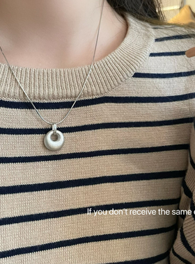 S925纯银缎面拉丝银驼驼吊坠项链女高级感毛衣链锁骨链小众设计