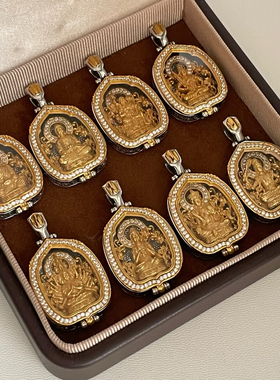 S925纯银文殊普贤嘎乌盒精工吊坠项链复古做旧小众高级爆款