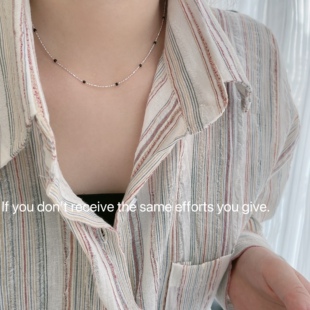 冷淡风气质款 个性 时尚 S925纯银黑色豆豆项链女简约经典