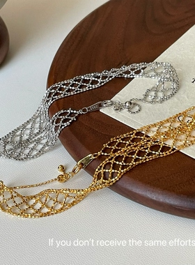 S925纯银意大利进口蕾丝手链中古小众设计简约优雅抽拉链高级感