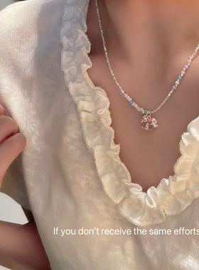 s925纯银气球狗碎银子项链女ins小众设计轻奢彩色休闲百搭项链