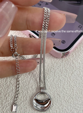 S925纯银光面马鞍包项链ins小众设计百搭简约时尚百搭高级气质