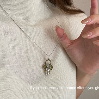 s925纯银爱神丘比特吊坠欧美个性复古轻奢小天使百搭