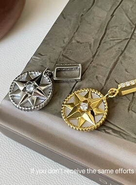 S925纯银八芒星罗盘吊坠项链女小众设计高级感轻奢时尚百搭