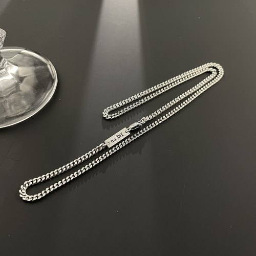 s925纯银古巴链条项链马鞭链 3mm细版男女款潮流ins不掉色链子