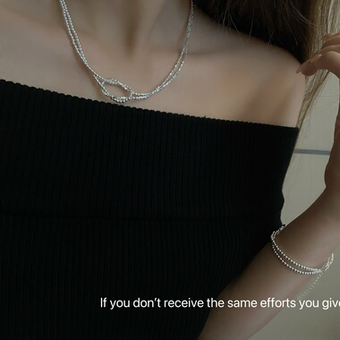 S925银双层极细银珠choker项链手链多用款极简主义风格日常百搭