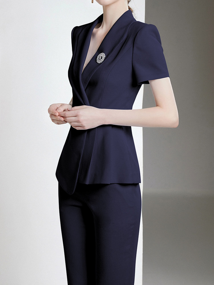 HIGH-END SUITS SKIRTS WOMENS SUMMER SHORT-SLEEVED TEMPERAMENT FRONT DESK PROFESSIONAL FORMAL WEAR THIN HOTEL MANAGER OVERALLS