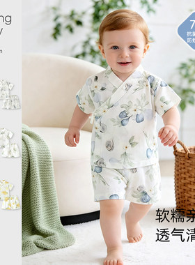 宝宝夏天衣服纱布和尚服套装