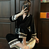 UMA 两件套小香风家居服 睡衣女蕾丝边开衫 MARA秋冬新款 金丝绒长袖