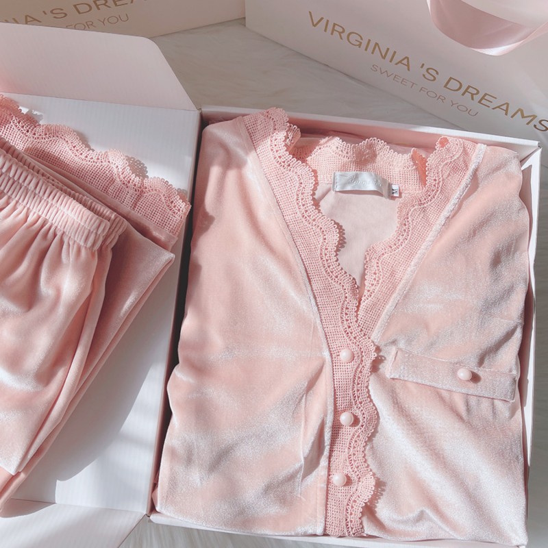 UMAMARA小红书金丝绒长袖睡衣女