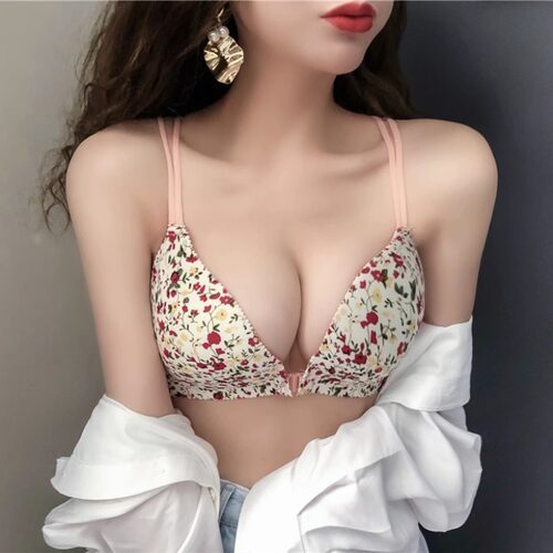双肩带交叉美背纯欲无钢圈文胸