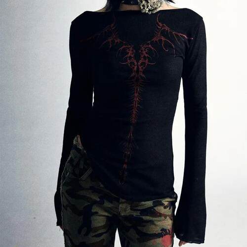 90s Vintage E-girl Emo Clothes Fires Graphic Print Y2K Grung