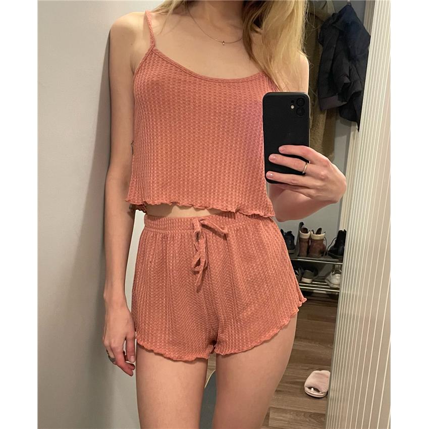 外贸性感吊带短裤家居服睡衣2件套装 homewear pajama set women