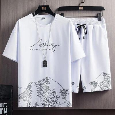 Summer Clothes For Men 2 Piece Men Set Short Sleeve Tshirt S