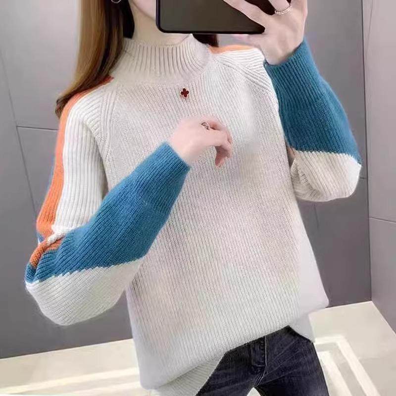 半高领毛衣女款2024新款秋冬季加厚打底衫女装宽松慵懒风内搭上衣,女装/女士精品,毛衣,淘宝优惠券,粉丝福利购,淘宝优惠卷