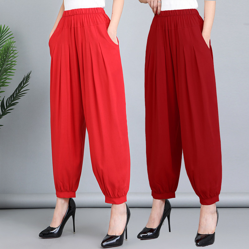 灯笼裤夏季女士裤子高腰宽松薄款中老年妈妈装阔腿广场舞哈伦长裤