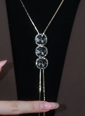 合金材质水晶流苏项链女