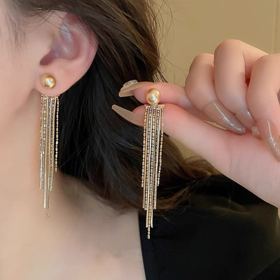 日韩合金材质珍珠流苏耳环女