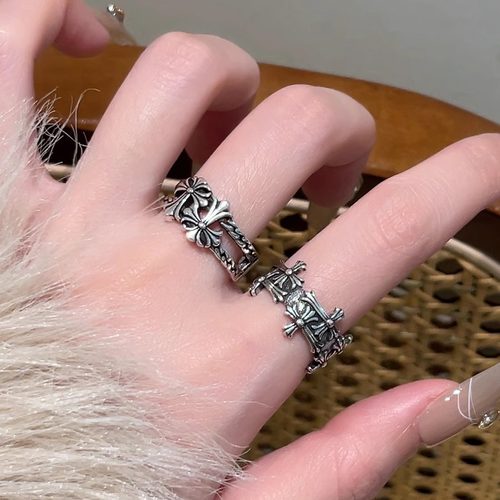 暗黑风朋克十字架开口戒指男复古小众设计轻奢高级感指环食指戒女