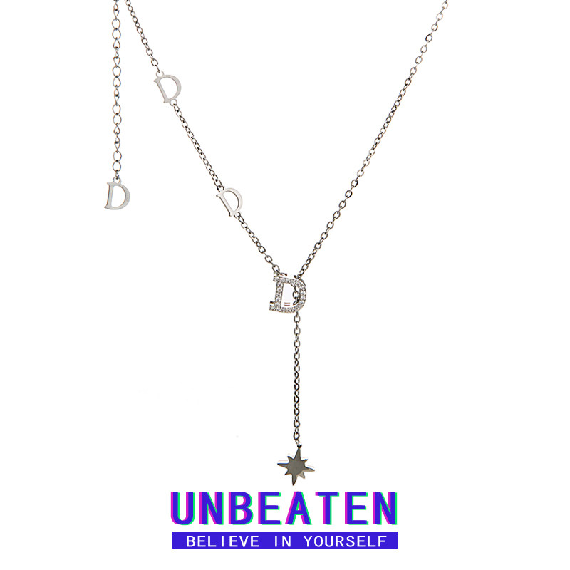 unbeaten镶钻D字母轻奢风项链女