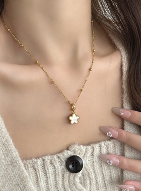 unbeaten红滴油贝母花朵项链女