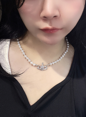 西太后土星球珍珠项链女轻奢小众精致锁骨链高级感气质choker颈链