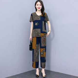 中老年女装衣服奶奶棉绸睡衣妈妈夏装套装上衣短袖2025新款家居服
