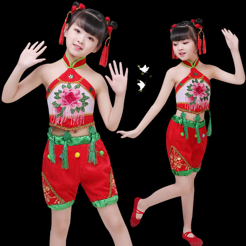 儿童喜庆肚兜小孩舞蹈六一演出服