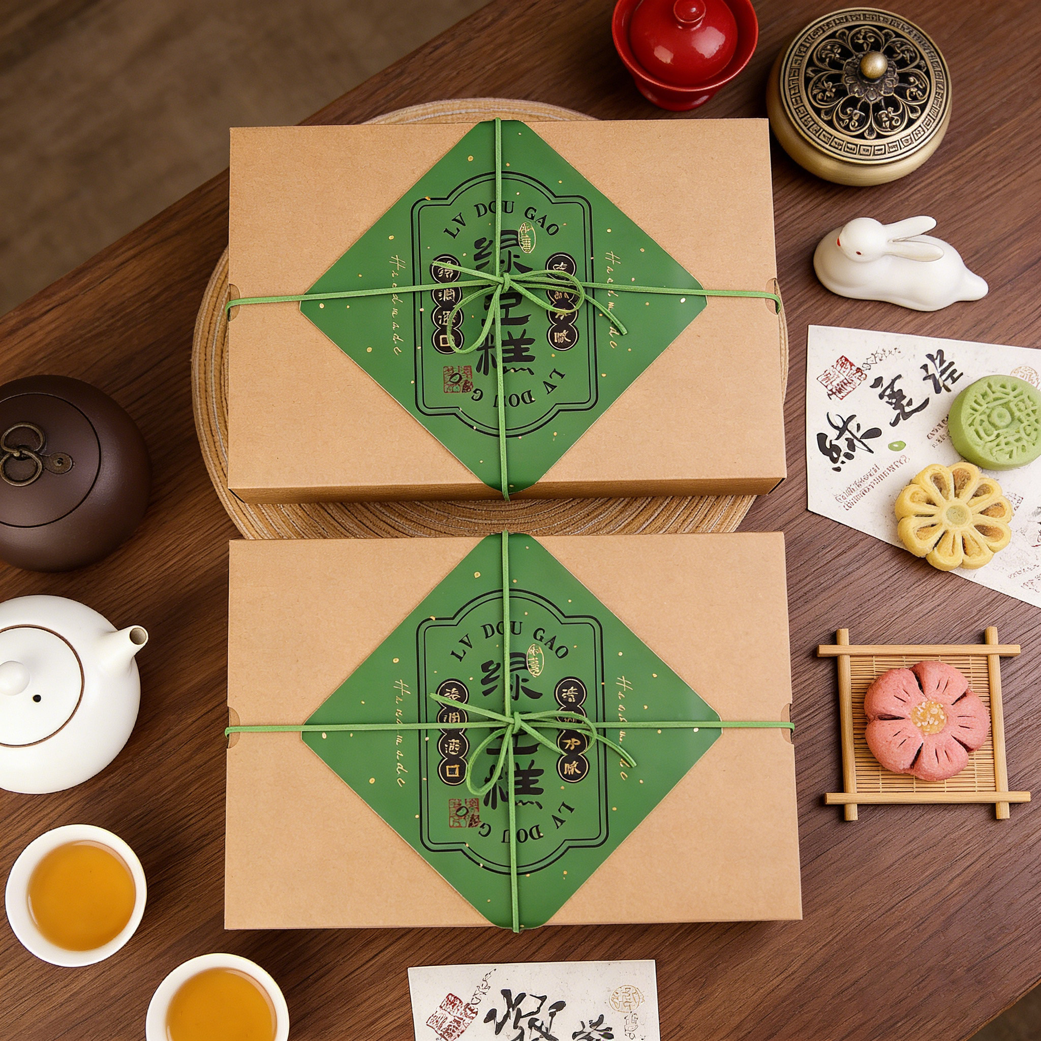 四六宫格绿豆糕盒子春游野餐包装盒外带打包空盒下午茶蛋糕端午节