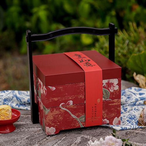 中秋节新款高级感中式国风流心月饼礼盒包装盒高档空盒子烘焙礼品