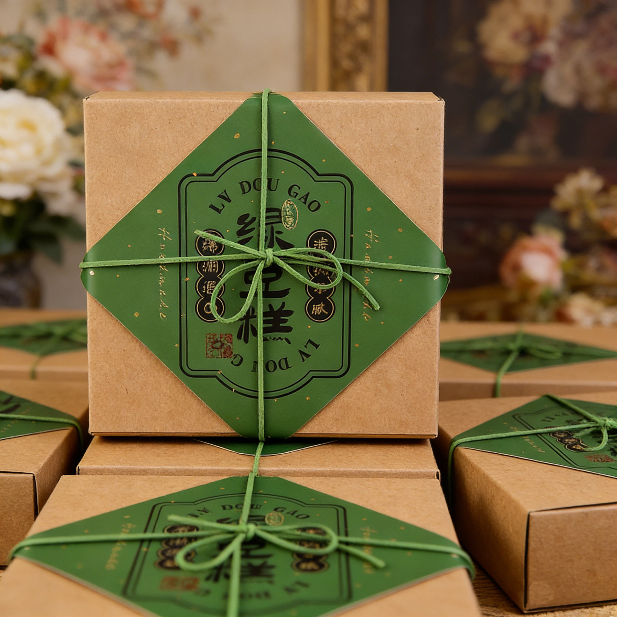 中式创意绿豆糕专用包装盒4粒6粒冰皮冰糕点心烘焙通用打包礼盒子