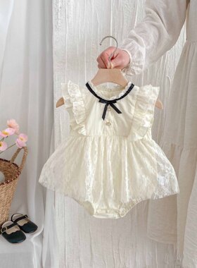 婴儿公主裙夏轻薄甜美飞袖包屁裙