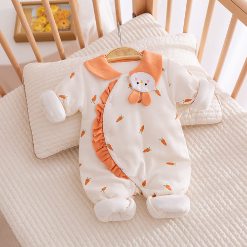 连体衣纯棉冬季公主婴儿加厚爬服