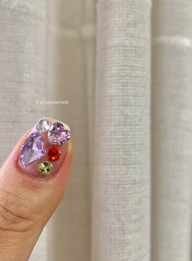 10颗装 Youleenail 美甲爱心钻尖底浅蓝色玫红色形钻6x6mm心形钻