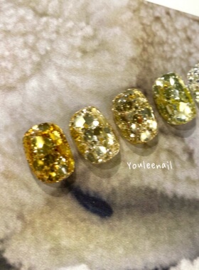 Youleenail韩国金色银色香槟色大亮片 美甲闪片亮粉常用配色6色套