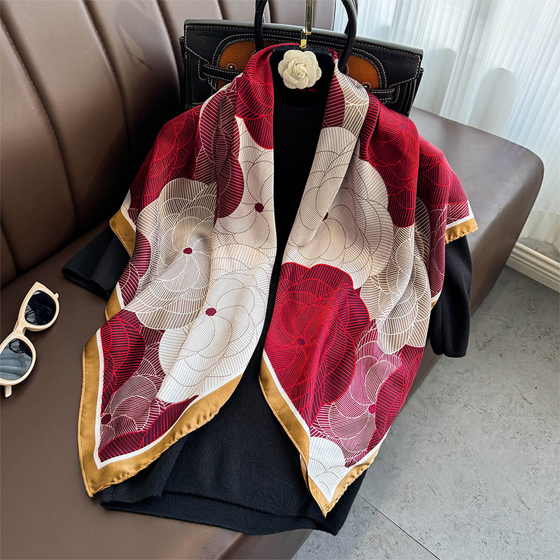 韩国简约印花丝巾大方巾90cm方巾披肩2025春秋夏季新款装饰围巾