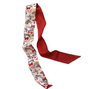 复古红色百搭细窄丝巾小长条女绑包包柄带装饰飘带发带腰带领巾