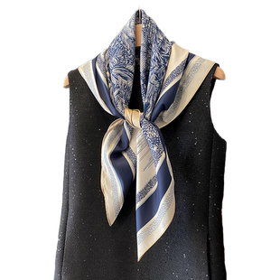 气质森系黑米色90cm大方巾女春夏百搭丝巾空姐领巾围巾洋气披肩