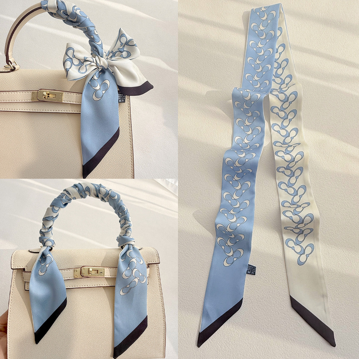 115CM加长款绑手提包丝巾小长条女窄飘带高级感绑包丝带手柄丝巾