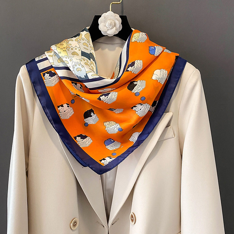 萌化的小猫咪呀~小方巾丝巾女东大门ins百搭春秋装饰发带领巾围巾