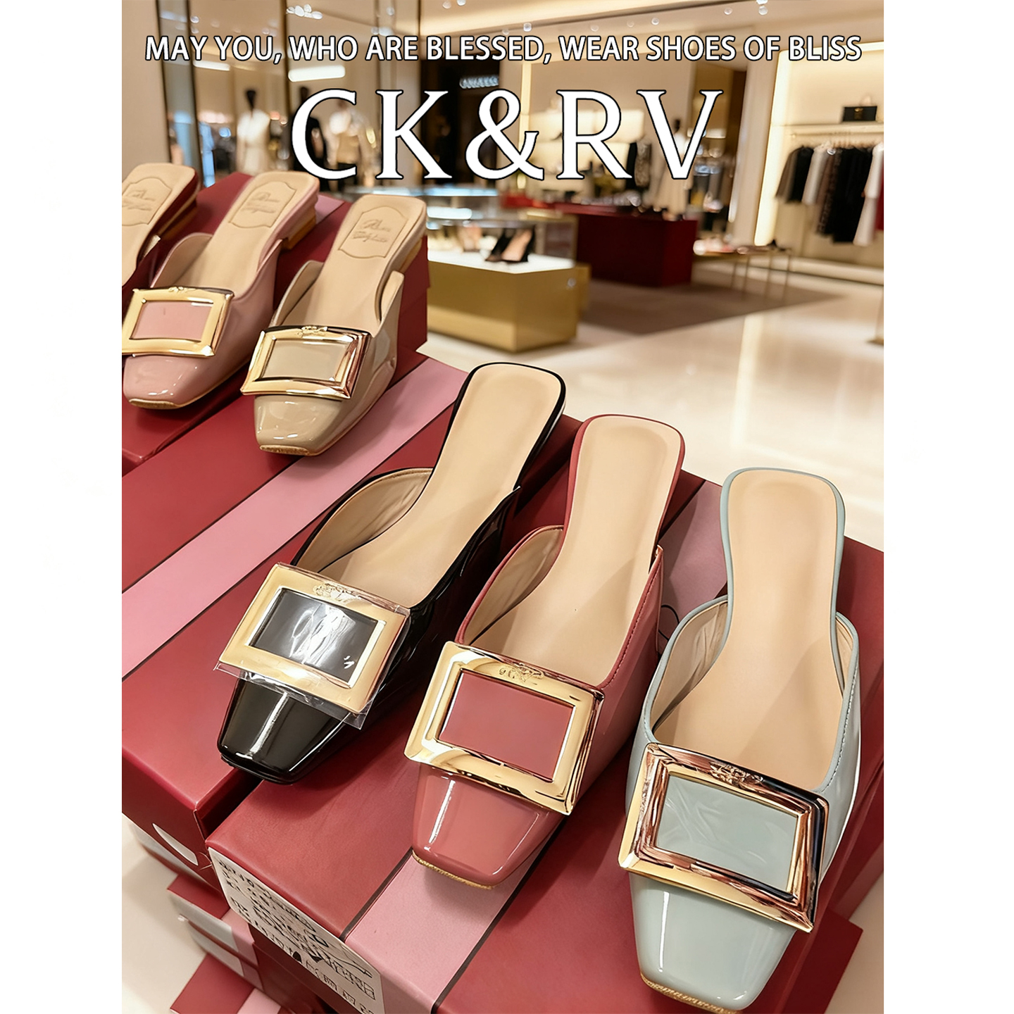 CK&RV~懒人一脚蹬包头半拖鞋女