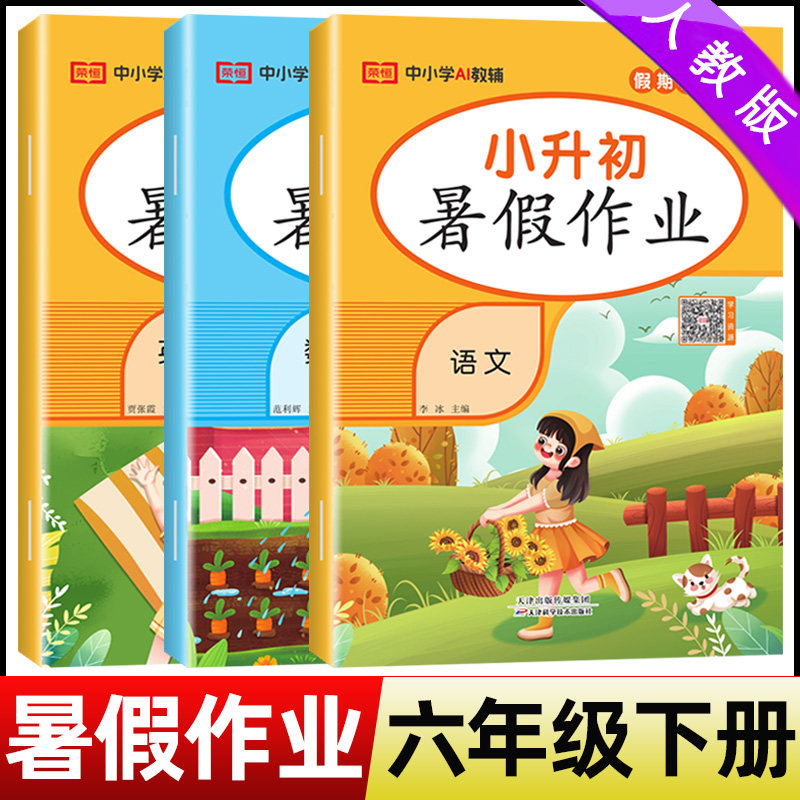 2026暑假作业六年级下册人教版语文数学英语小学6年级下暑假衔接作业下学期暑假六下练习题暑假昨业