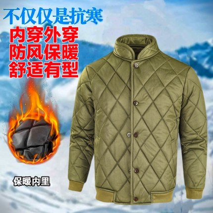 夹克棉衣冬季加厚纽扣劳保男工地棉袄工作服防寒服短款外套内胆穿