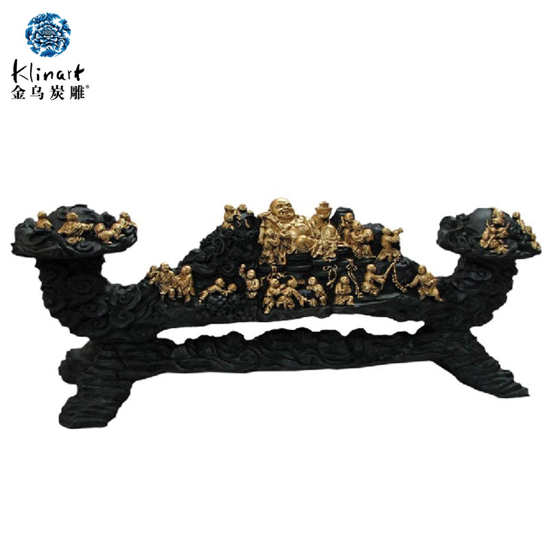 金乌炭雕佛如意摆件玄关装饰品摆件活性炭雕传统摆件新店开业礼品